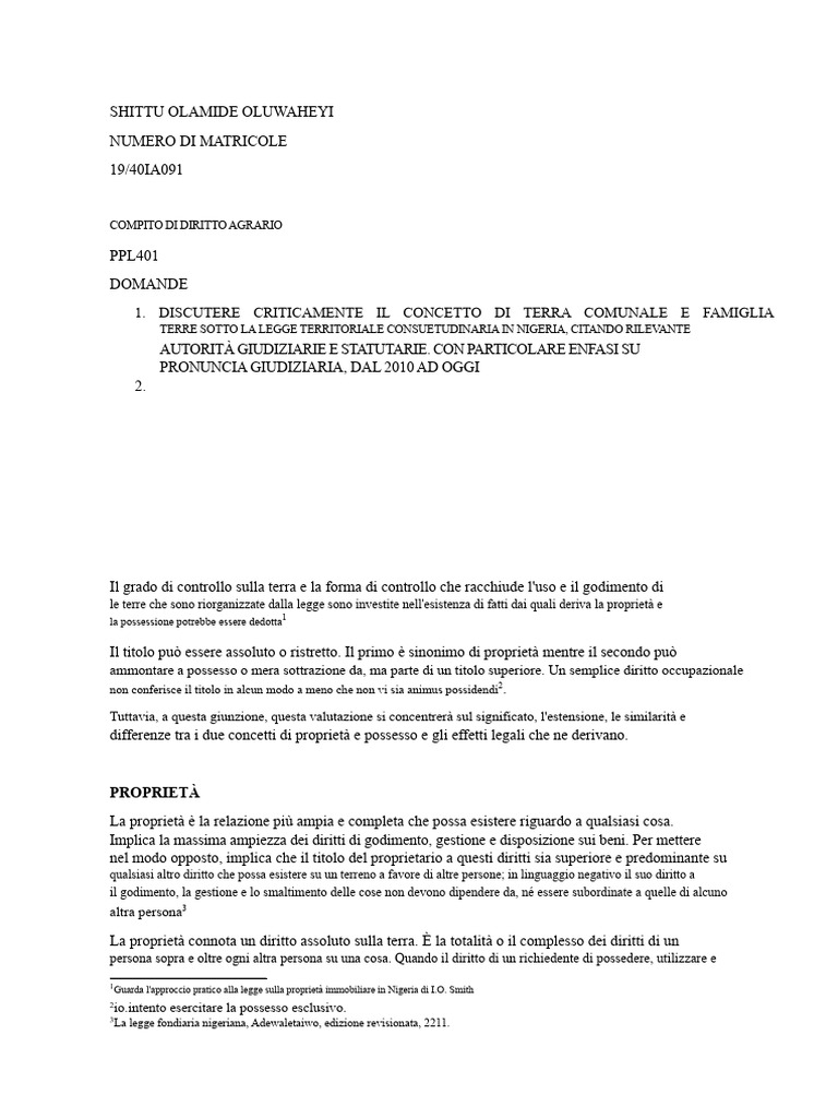 Possesso e Proprietà | PDF