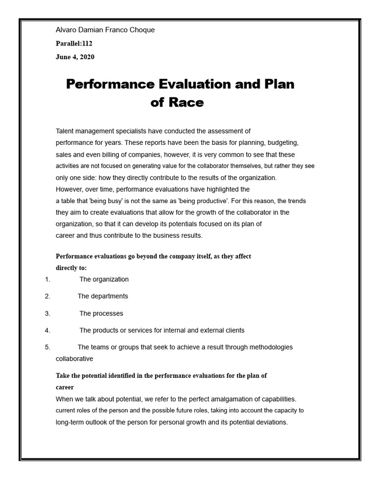 Performance Evaluation and Career Planning | PDF | Incentive ...