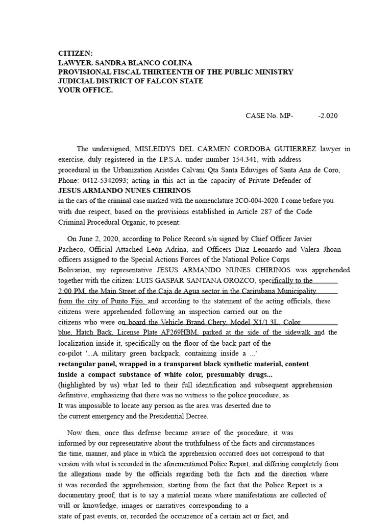 Request for proceedings to the Public Prosecutor's Office | PDF ...