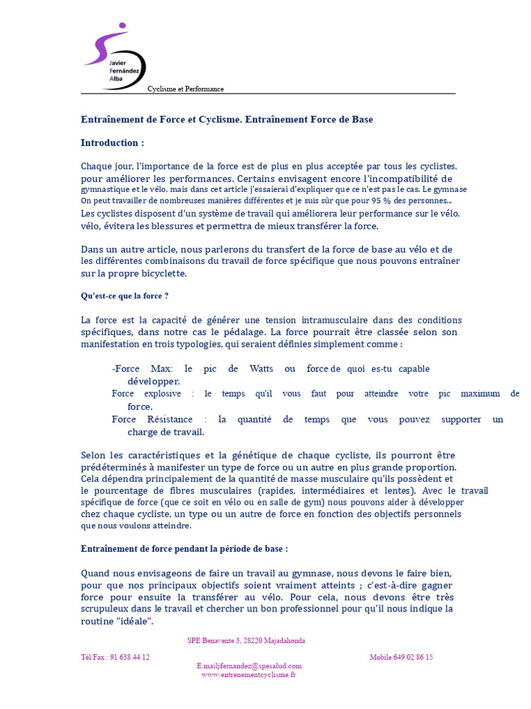 Entraînement de Force Et Cyclisme | PDF | Des sports | Transport terrestre