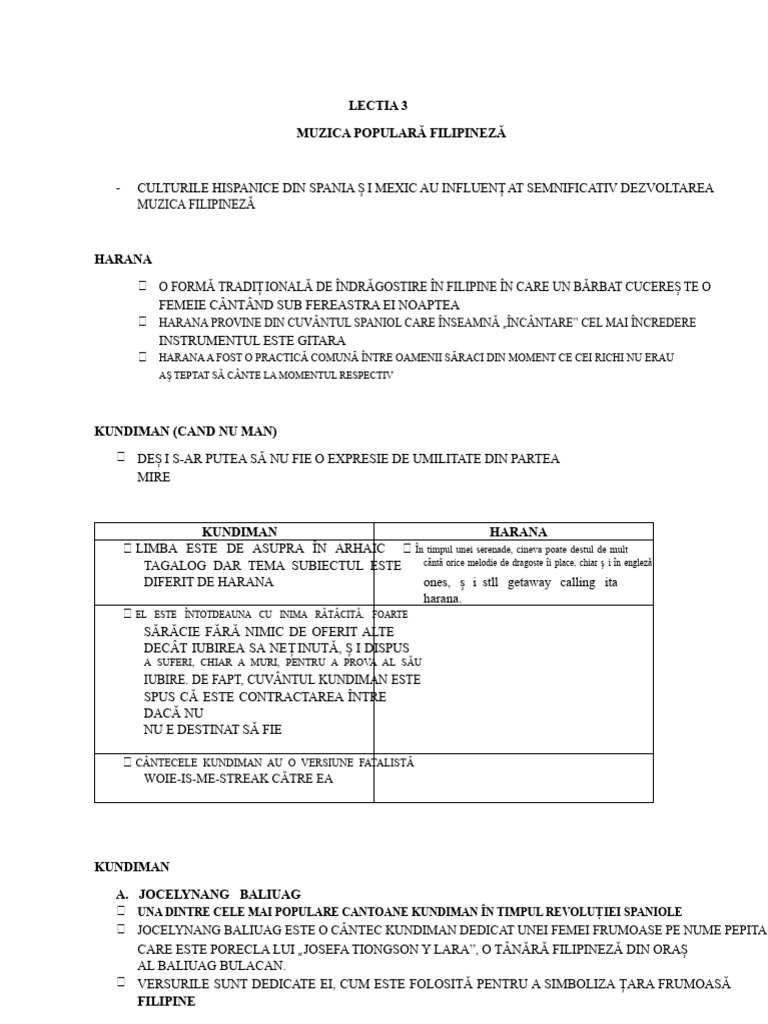 LECTIA 3 PPC Muzica Populara Filipineza | PDF