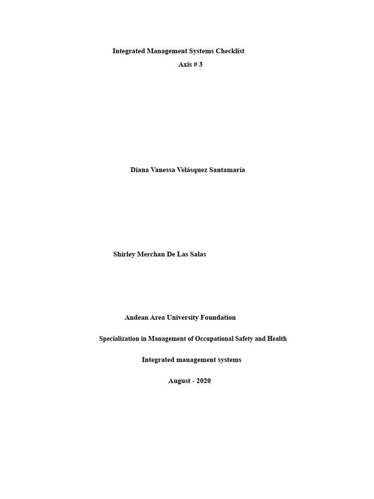 Integrated Management Systems Checklist | PDF | Audit | Risk