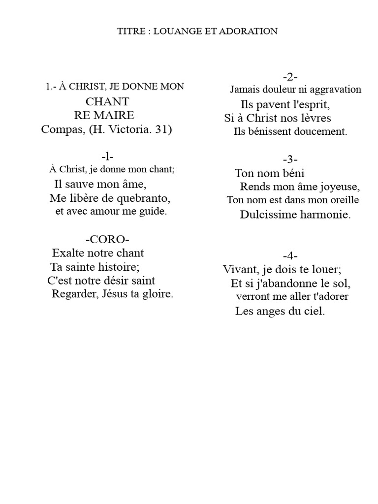 Louange et Adoration : Chants d'Espérance | PDF | Jésus | Dieu