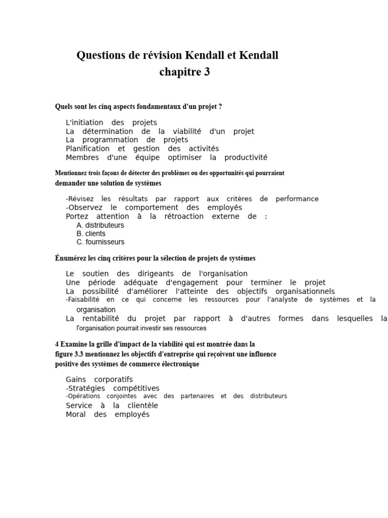 Révision des projets systèmes Kendall | PDF | Programmation ...