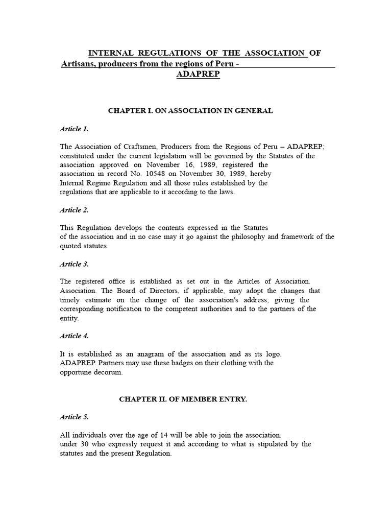 ADAPREP Internal Regulations Overview | PDF | Voting | Board Of Directors