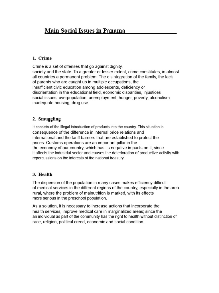 Key Social Issues in Panama | PDF | Unemployment | Panama