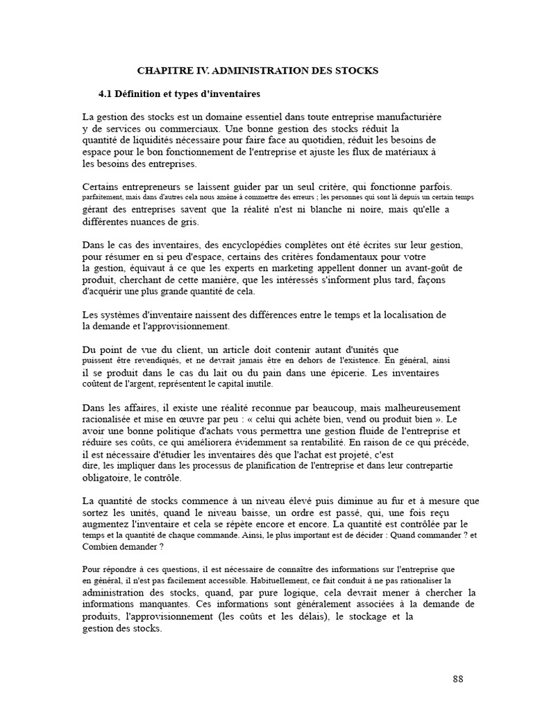 Gestion des stocks : types et enjeux | PDF | Inventaire | Prix