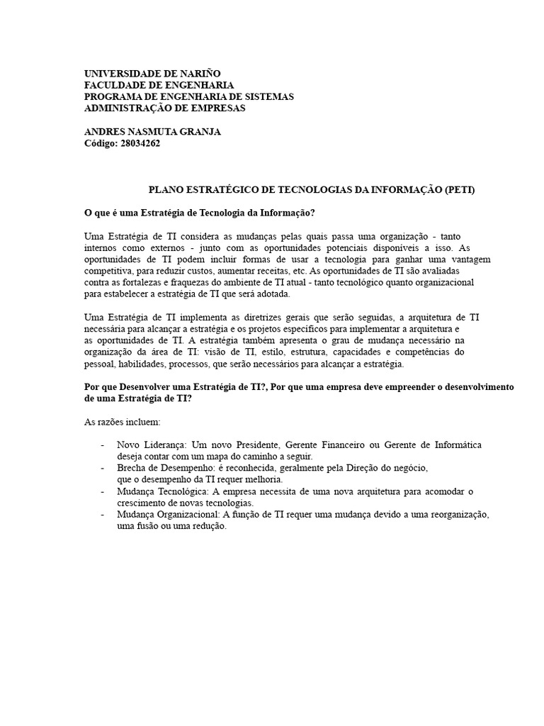 Plano Estratégico de TI: Guia Completo | PDF | Tecnologia da Informação ...