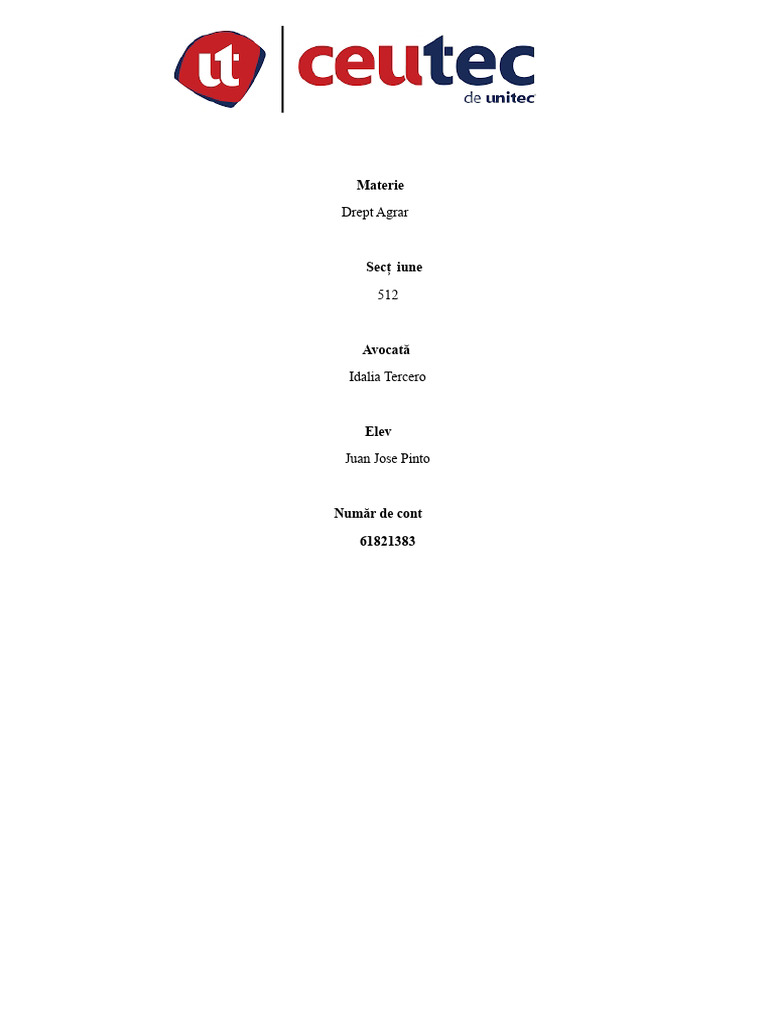 Drept Agrar - Tema1 | PDF