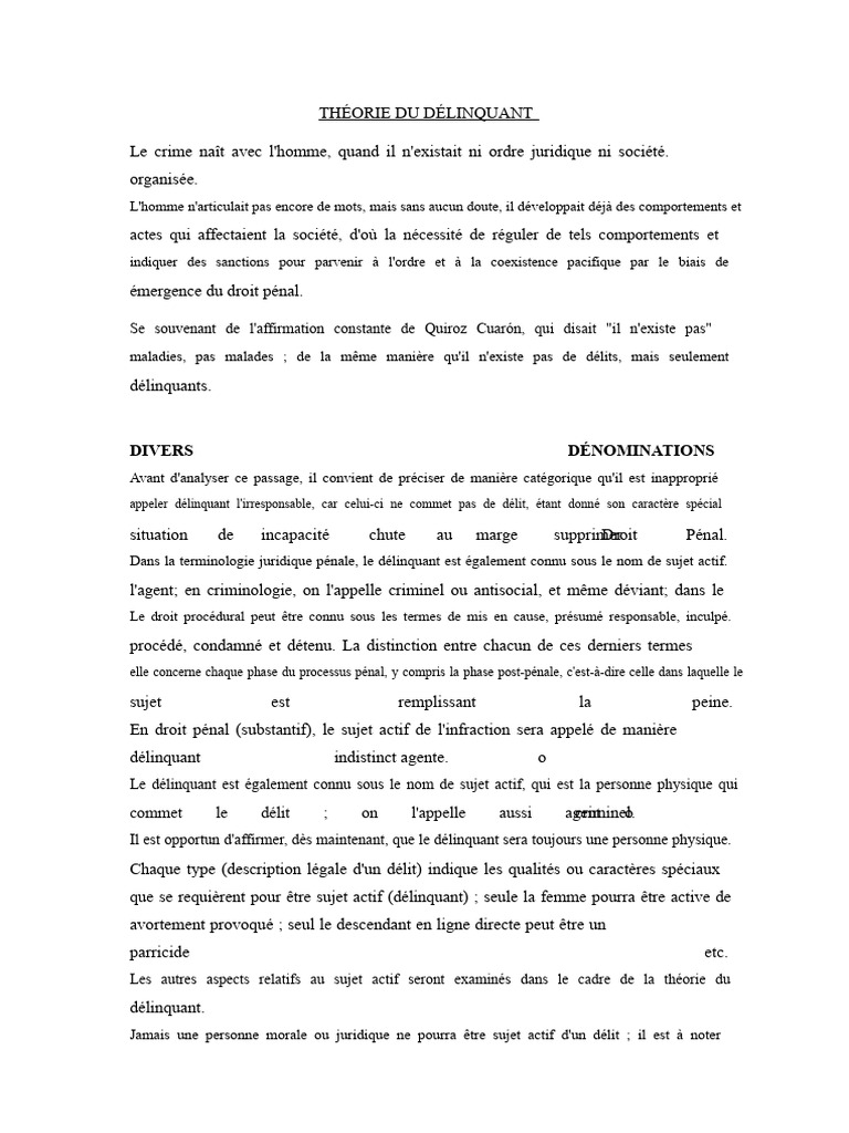 Théorie du délinquant et types criminels | PDF | Criminologie | Crimes