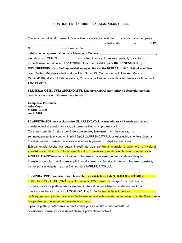 Contract de Excavator Retro | PDF