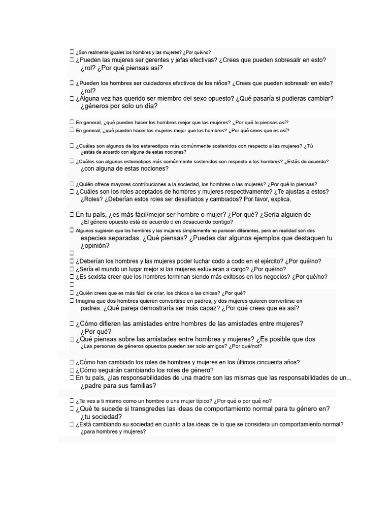 Roles de género: perspectivas y estereotipos | PDF | Género | Estudios ...
