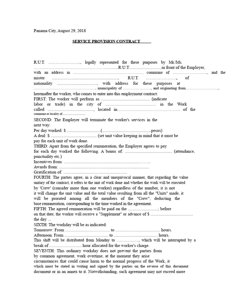 Example Contract For Contractor | PDF | Employment | Breach Of Contract