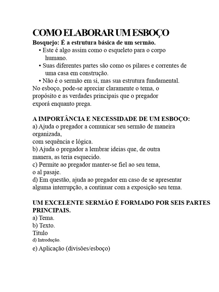 Como Preparar Um Esboço para Pregar | PDF | Deus | Bíblia