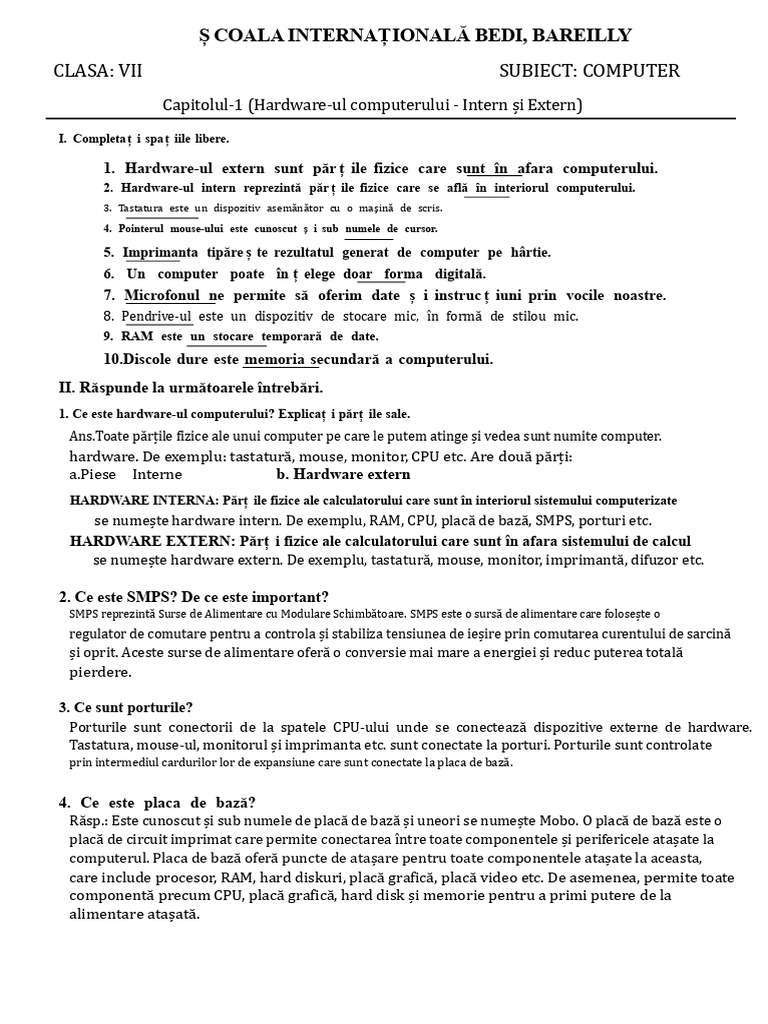 Clasa A VII-a Soluție Computer I-Term | PDF