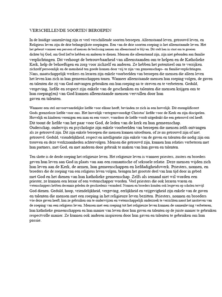 Verschillende Soorten Beroepen PDF