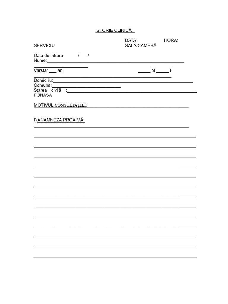 Fisa Clinică Pentru Pacient | PDF