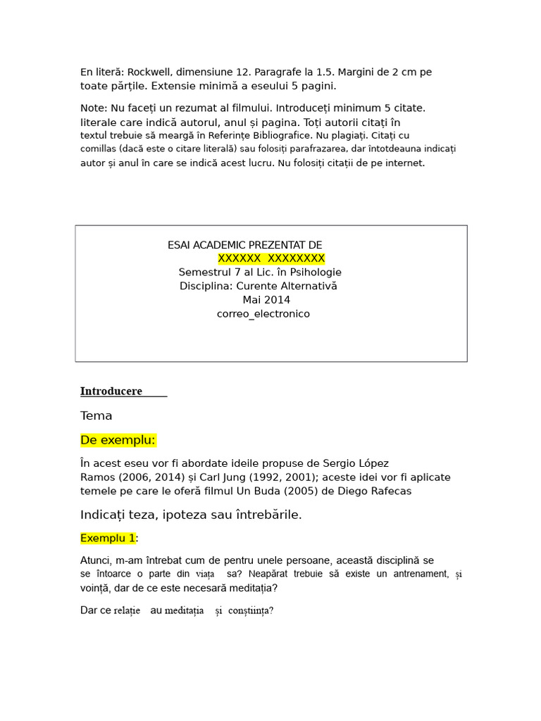 Exemplu Și Structura Eseului | PDF
