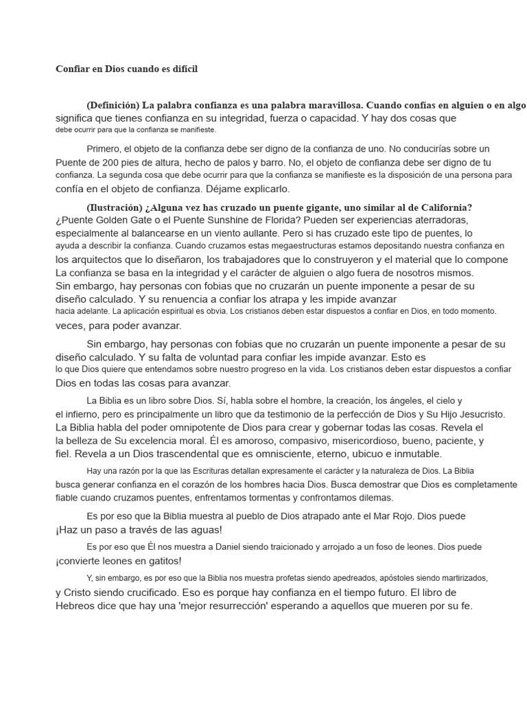 Confiar en Dios en tiempos difíciles | PDF | Dios | Cristo (título)