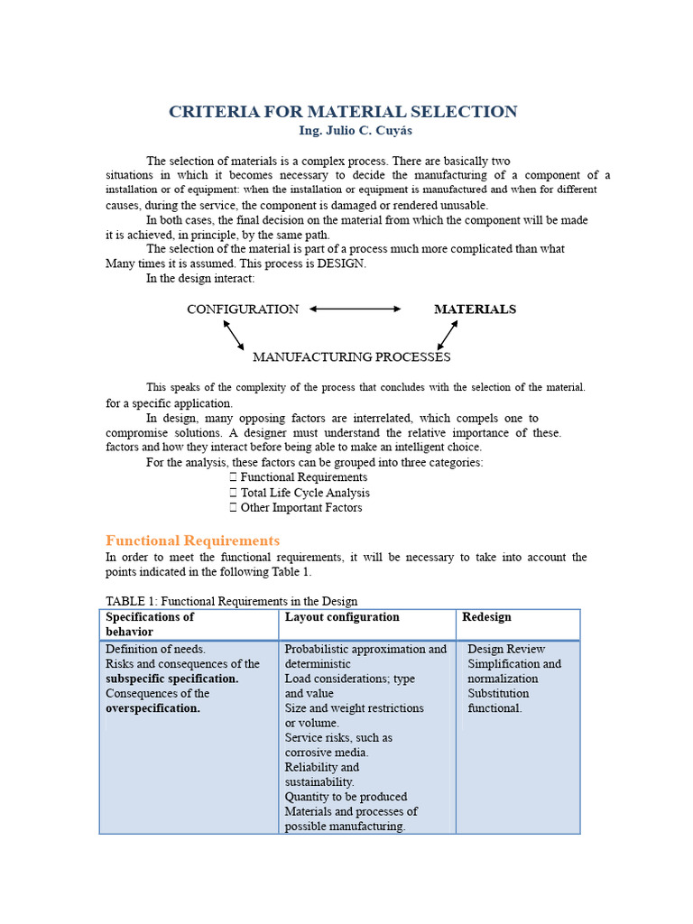 Material Selection Criteria for Design | PDF | Corrosion | Creep ...