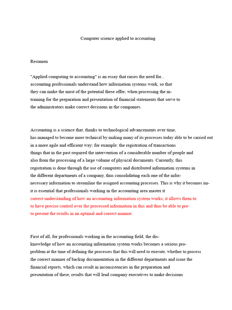 Computer Science in Accounting Practices | PDF | Information | Accounting