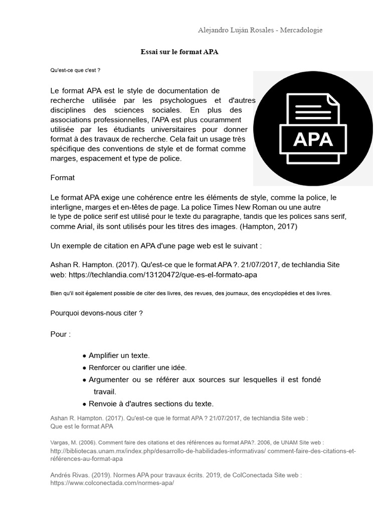 Guide sur le format APA | PDF | Police d'écriture | Internet