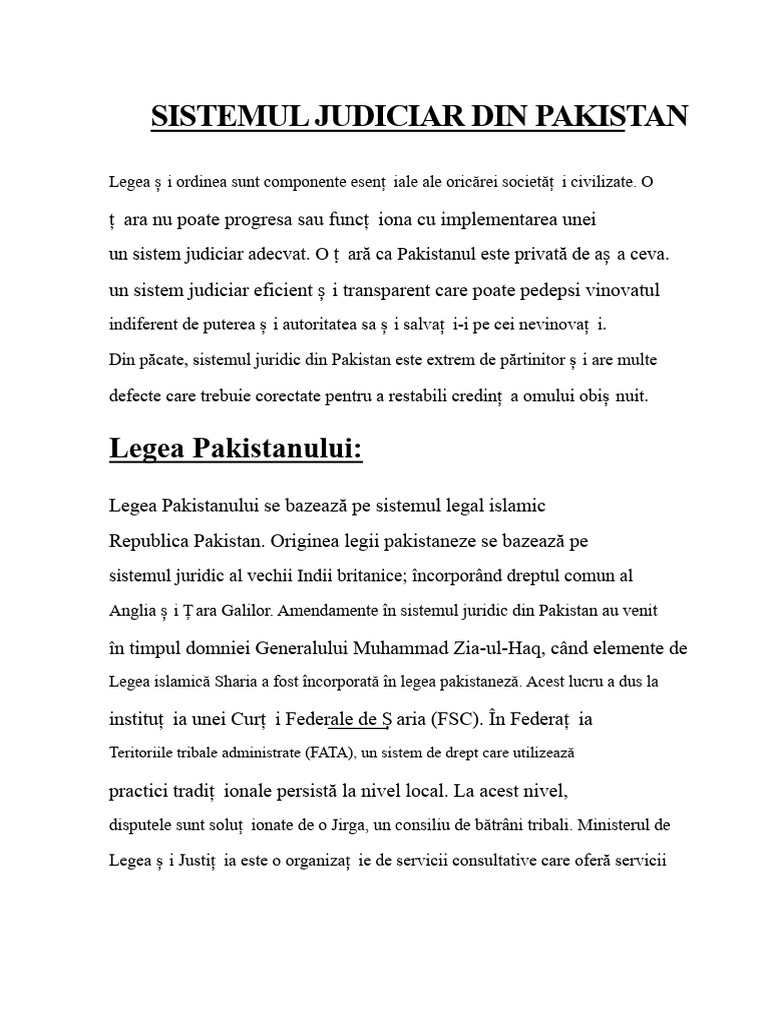 Sistemul Judiciar Din Pakistan | PDF