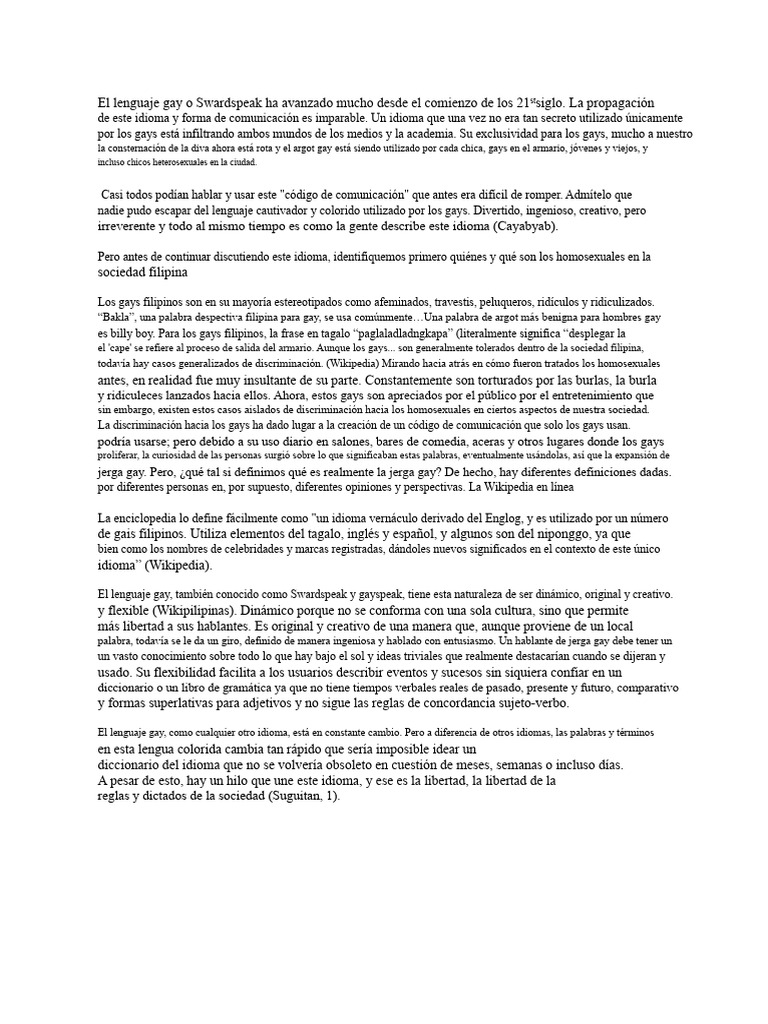 Evolución del Swardspeak en Filipinas | PDF | Palabra | Dialecto
