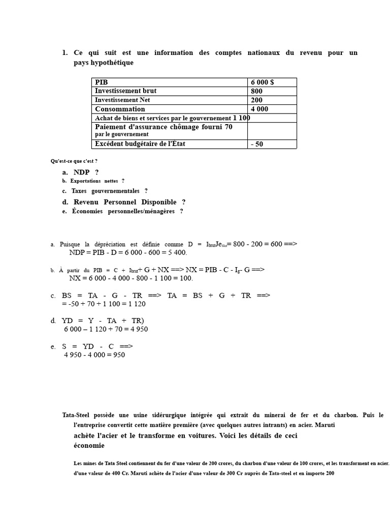 Analyse du PIB et des comptes nationaux | PDF | Produit intérieur brut ...