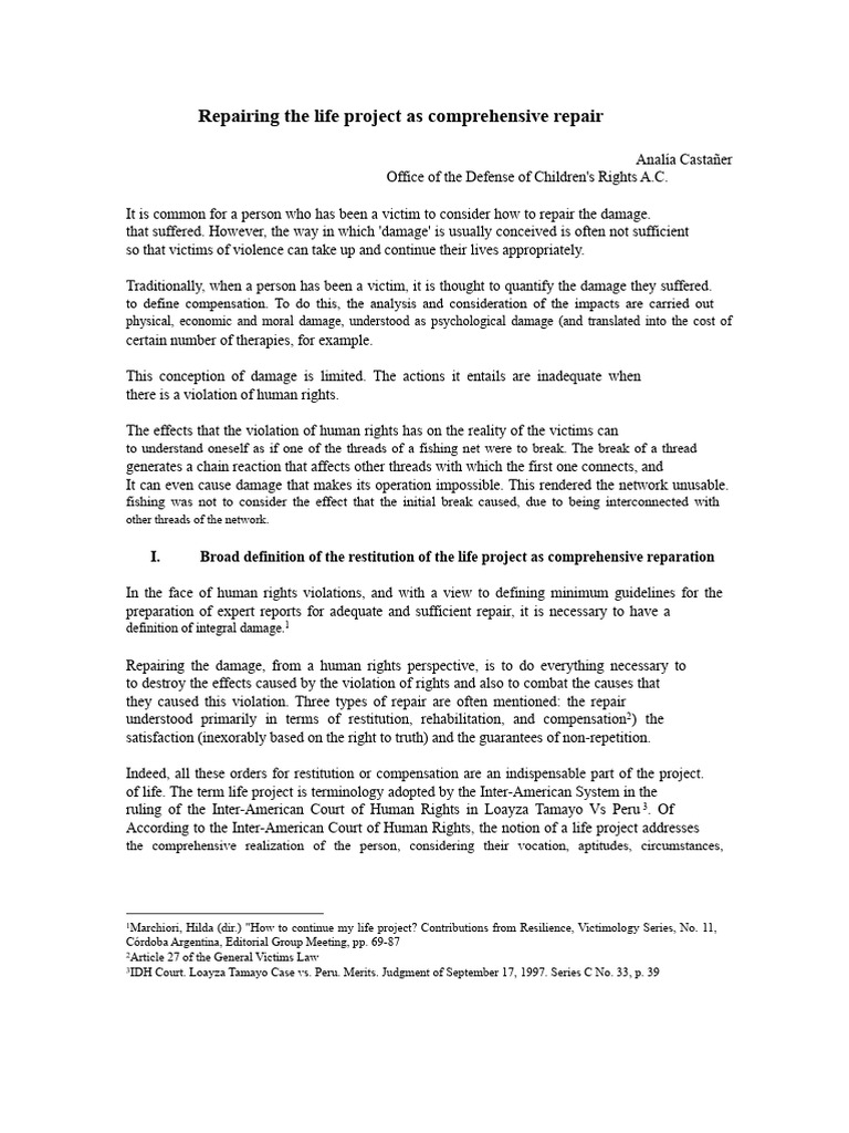 Repair of Life Project As Comprehensive Repair | PDF | Violence | Truth