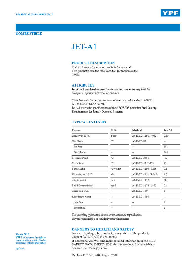 Jet A-1 Fuel Specifications and Properties | PDF | Jet Fuel | Chemical ...