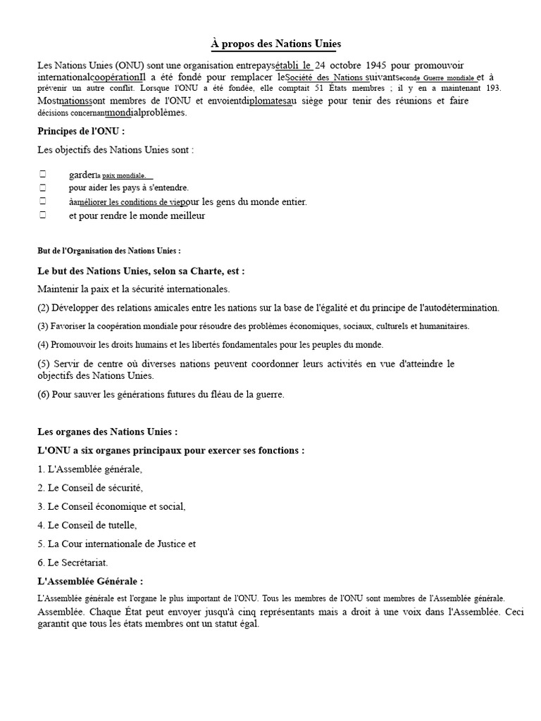 Comprendre les Nations Unies et leur fonctionnement | PDF | Conseil de ...