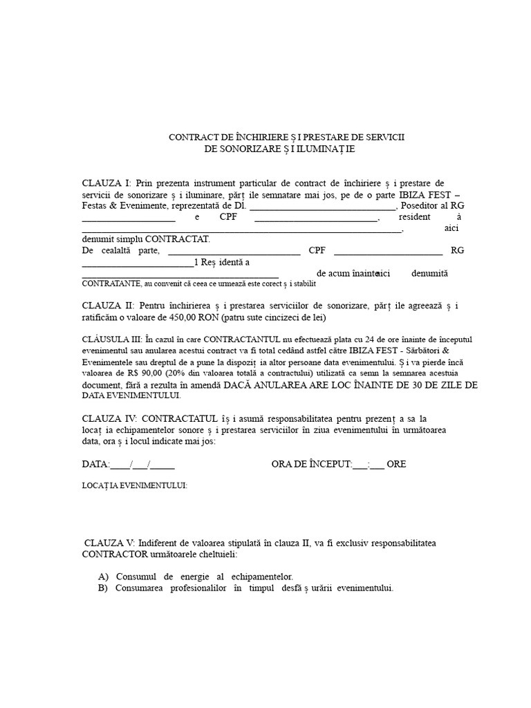 Model Contract DJ | PDF
