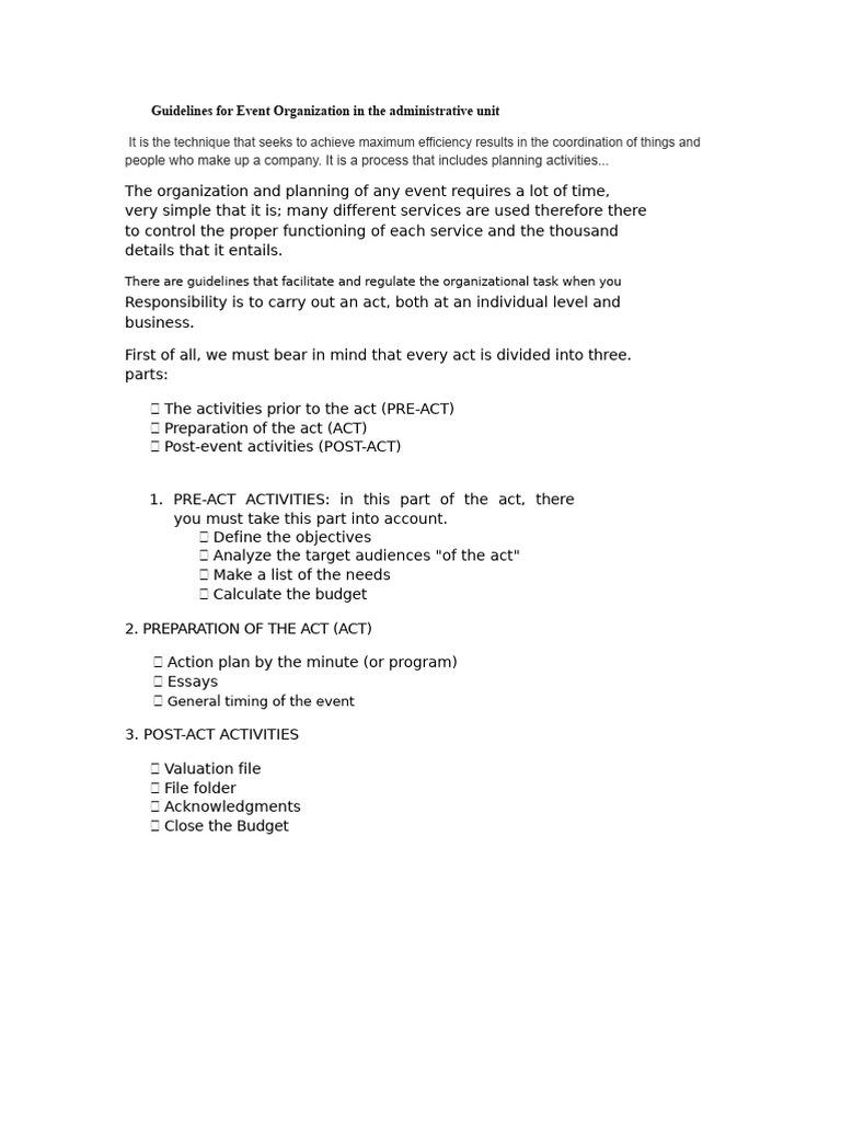 Event Organization Guidelines for Success | PDF | Social Psychology