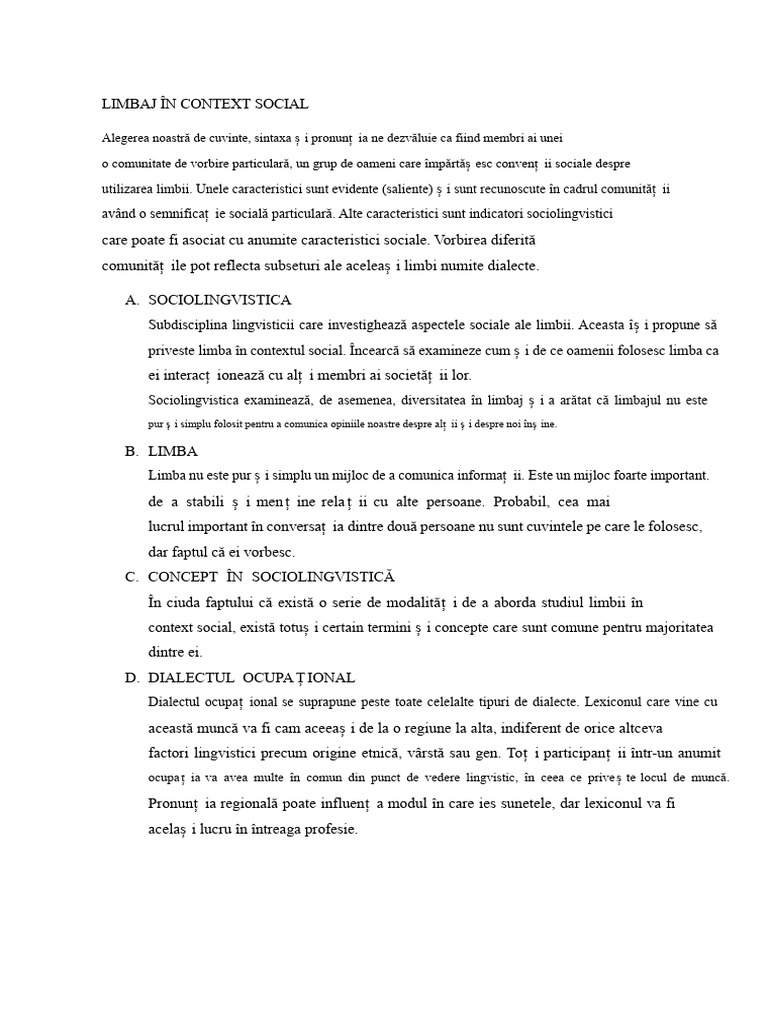 Limbaj În Contextul Social | PDF