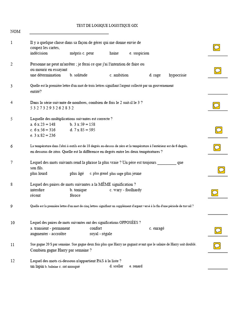 Test de Logique | PDF