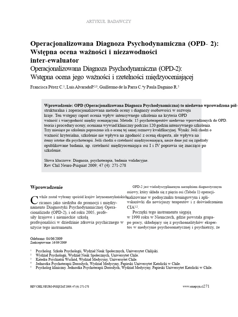 Zoperacjonalizowana Diagnoza Psychodynamiczna - OPD 2 PDF | PDF