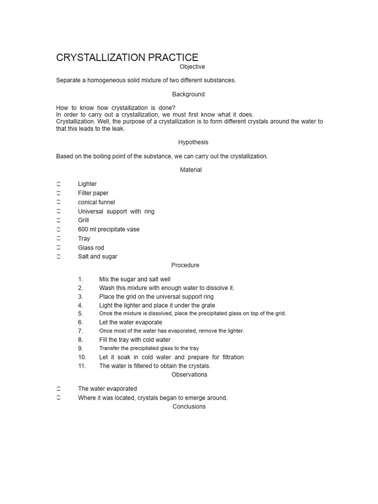 Crystallization Techniques and Practice | PDF | Evaporation ...