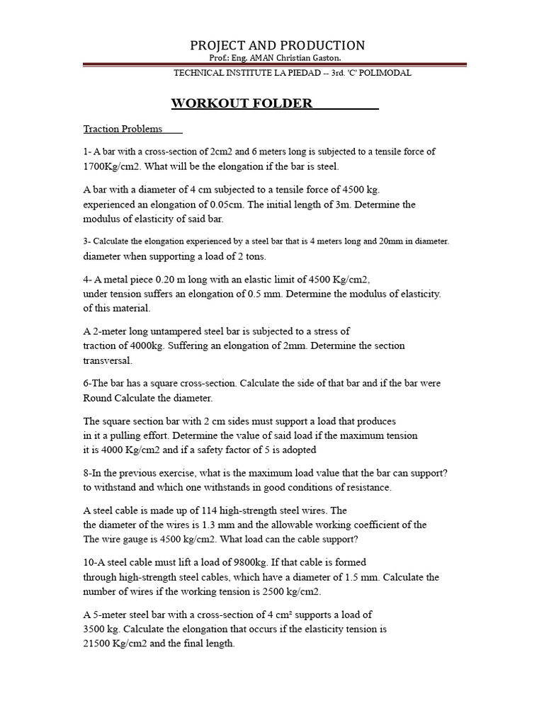 Traction and Compression Problems in Steel | PDF | Young's Modulus ...
