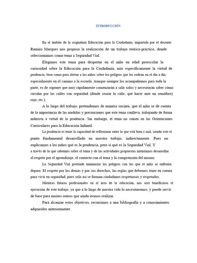 Seguridad Vial en Educación Infantil | PDF | Educación de la primera ...