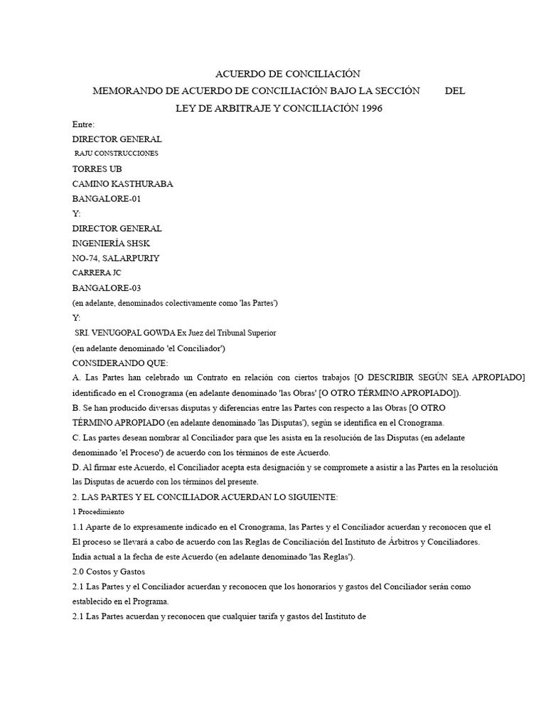 Acuerdo de Conciliación entre Partes | PDF | Justicia | Crimen y violencia