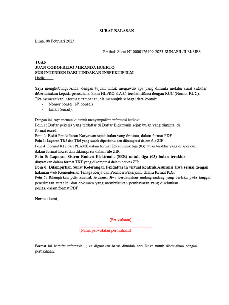 Model Surat Balasan | PDF