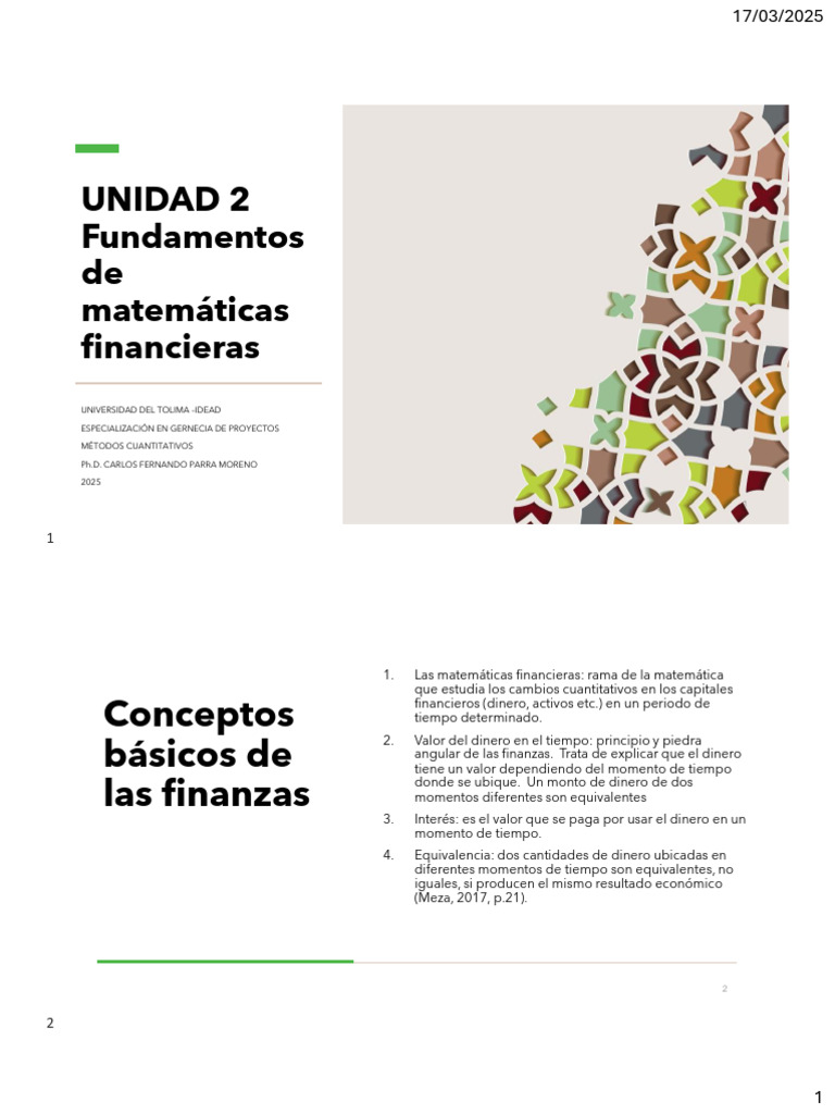 Fundamentos de Matemáticas Financieras | PDF | Finanzas Matemáticas ...