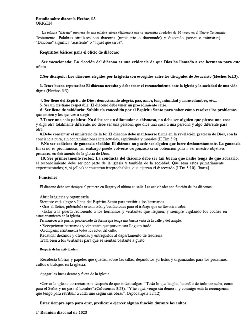 Requisitos y funciones del diácono | PDF | Diácono | Iglesia cristiana