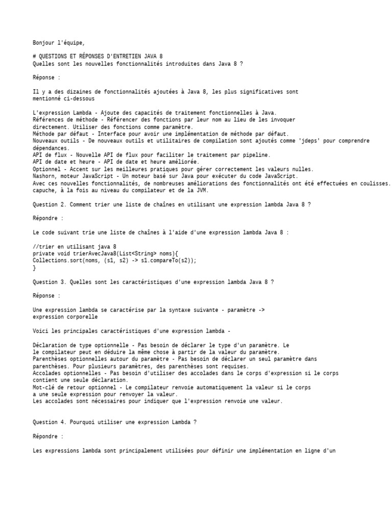 Guide des fonctionnalités Java 8 et lambdas | PDF | Java (Langage de ...