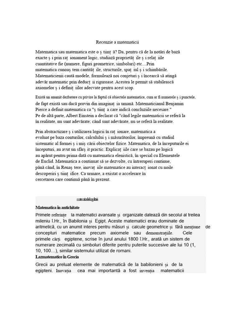 Recenzie Despre Matematică | PDF