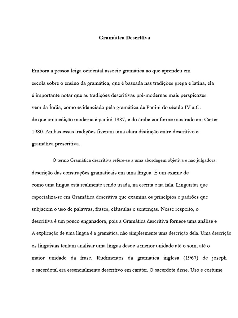 Entendendo a Gramática Descritiva | PDF | Gramática | Linguística