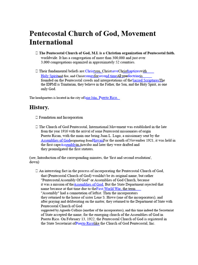 Pentecostal Church of God Overview | PDF | Pentecostalism | God In ...