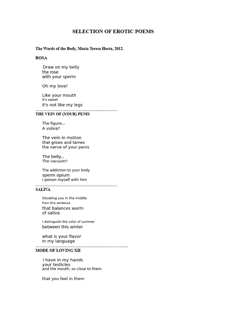 Selection of Erotic Poems | PDF