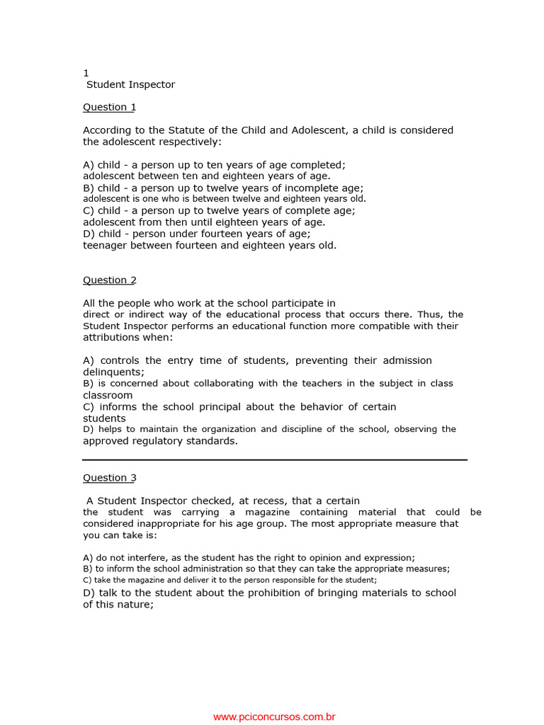 Student Inspector Role and Responsibilities | PDF | Brazil | Adolescence